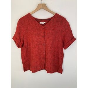 Sangam Women's Short Sleeve Blouse Red Size Small